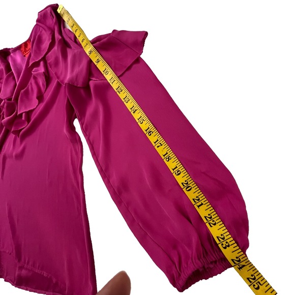 V Cristina Woman's Blouse Size‎ L Fuchsia Ruffle Blouse Romantic Barbie Feminine - Picture 7 of 10